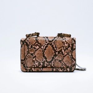 NWT Zara Snakeskin Crossbody Quilted Bag